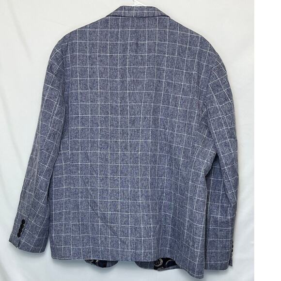 PJ Paul Jones Men’s XXL Blue White Windowpane Check 2 Button Long Sleeve Blazer - Picture 2 of 9